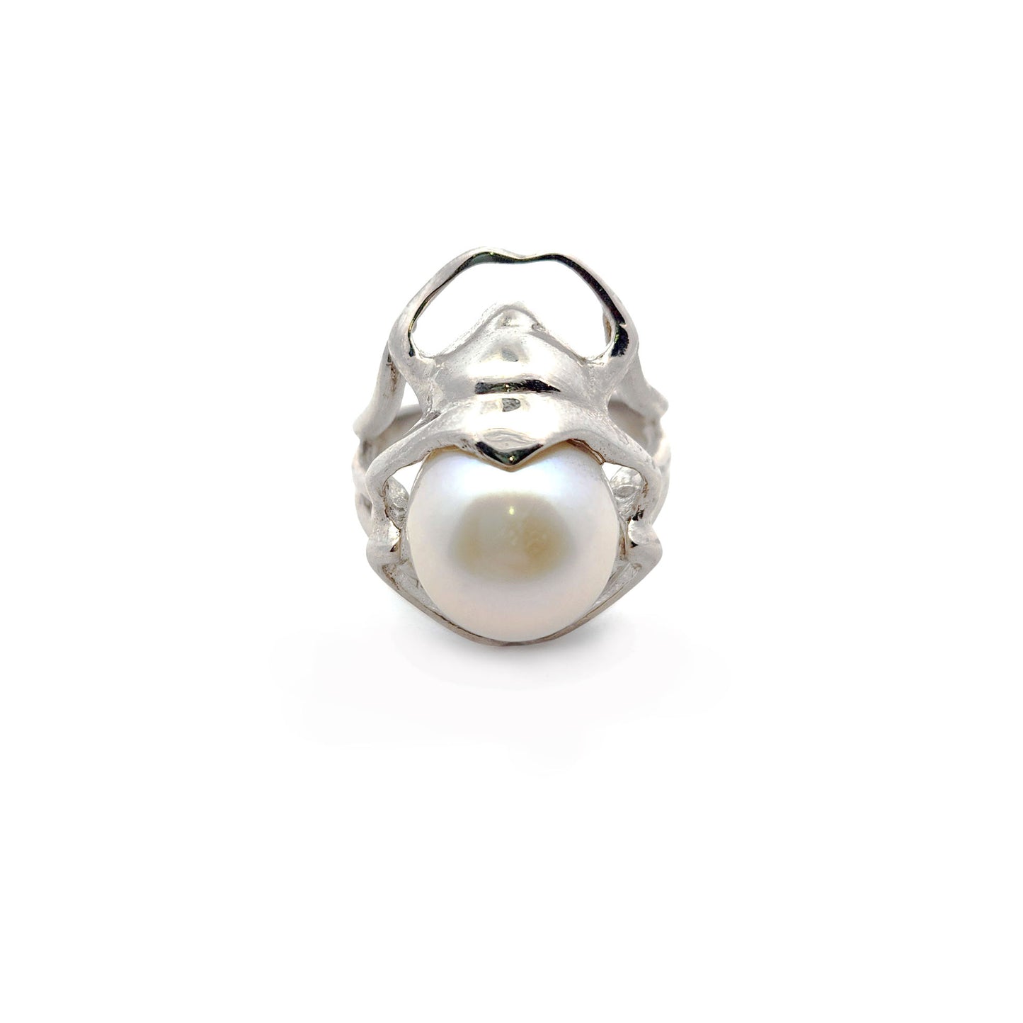 Beetle & White Pearl Ring