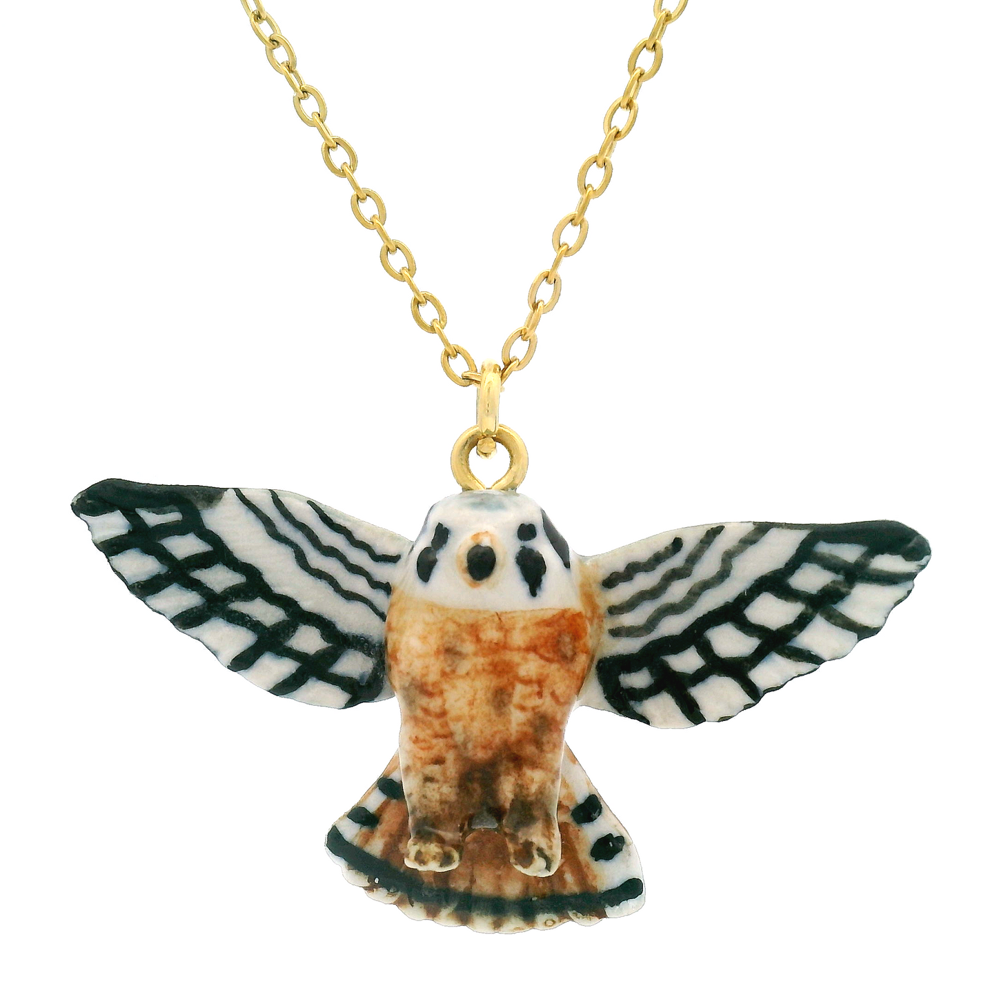 Porcelain Kestrel Falcon Pendant