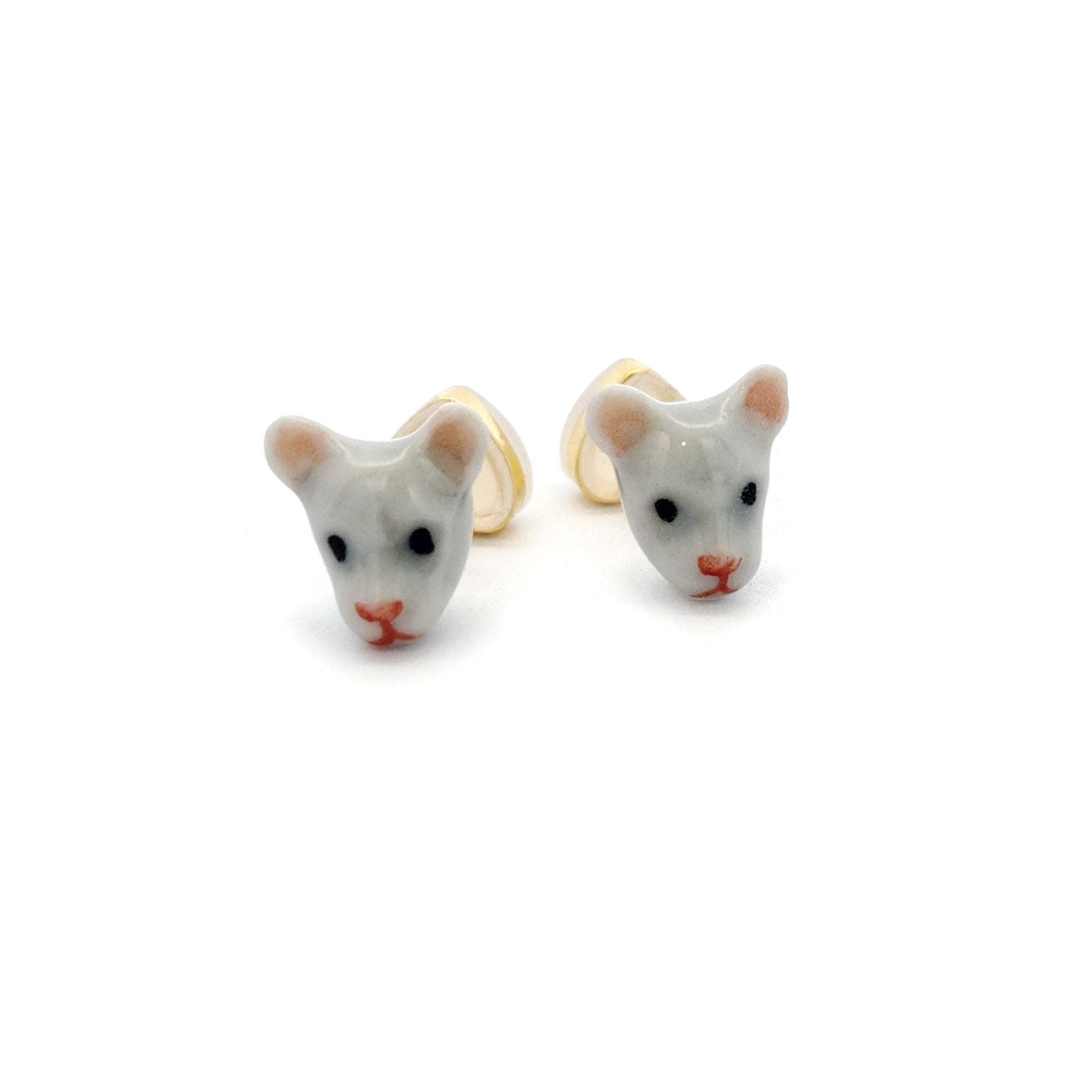 Porcelain Mouse Studs