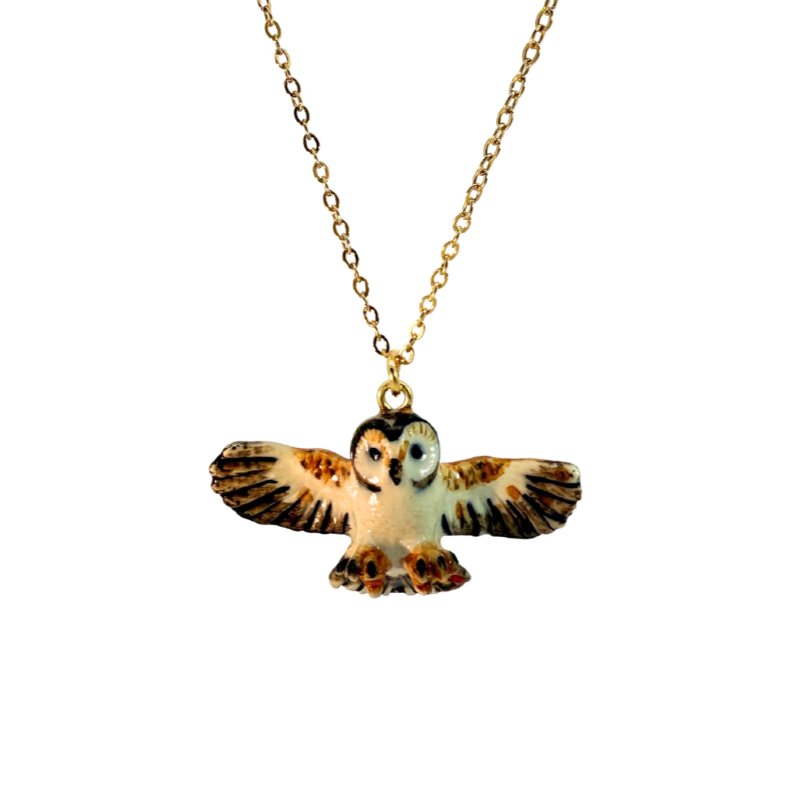Porcelain Barn Owl Pendant
