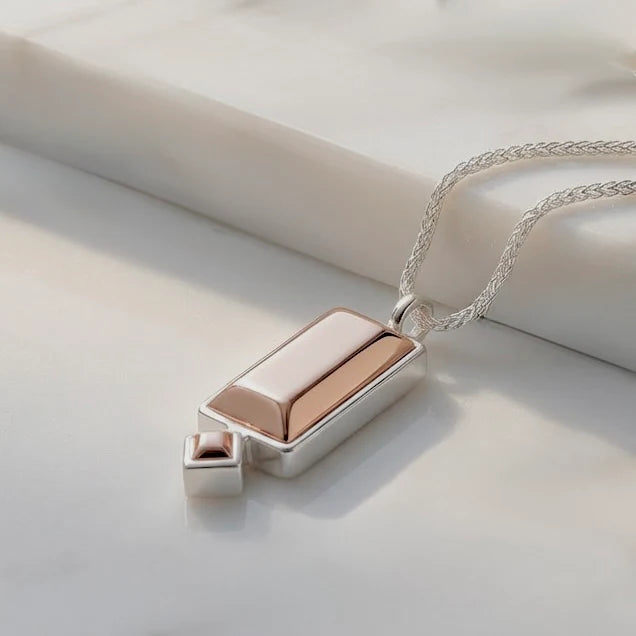 Copper Rectangle Diamond Shaped Pendant Necklace