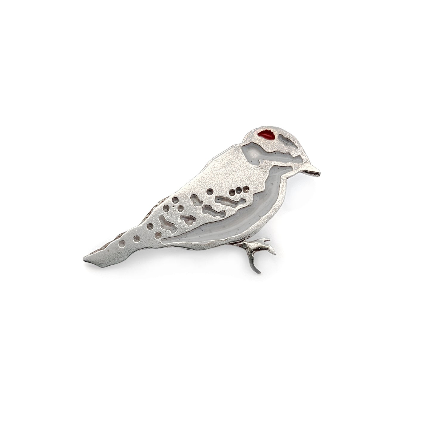 Woodpecker Silver & Enamel Pin