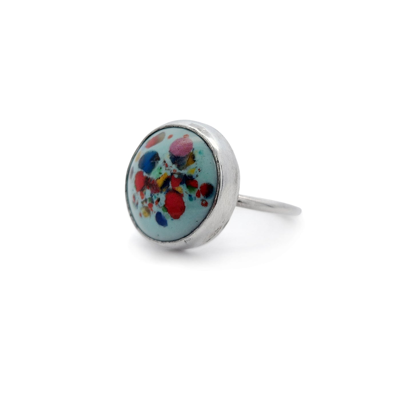 Blue Confetti Enamel Ring