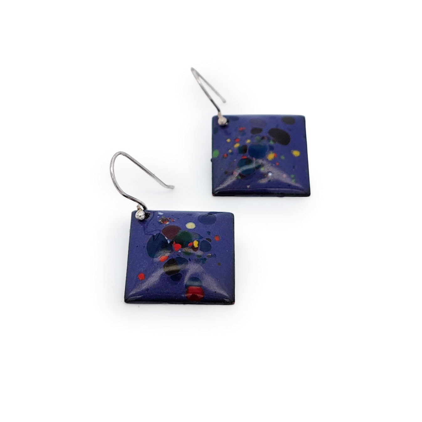 Square Purple Enamel Confetti Earrings