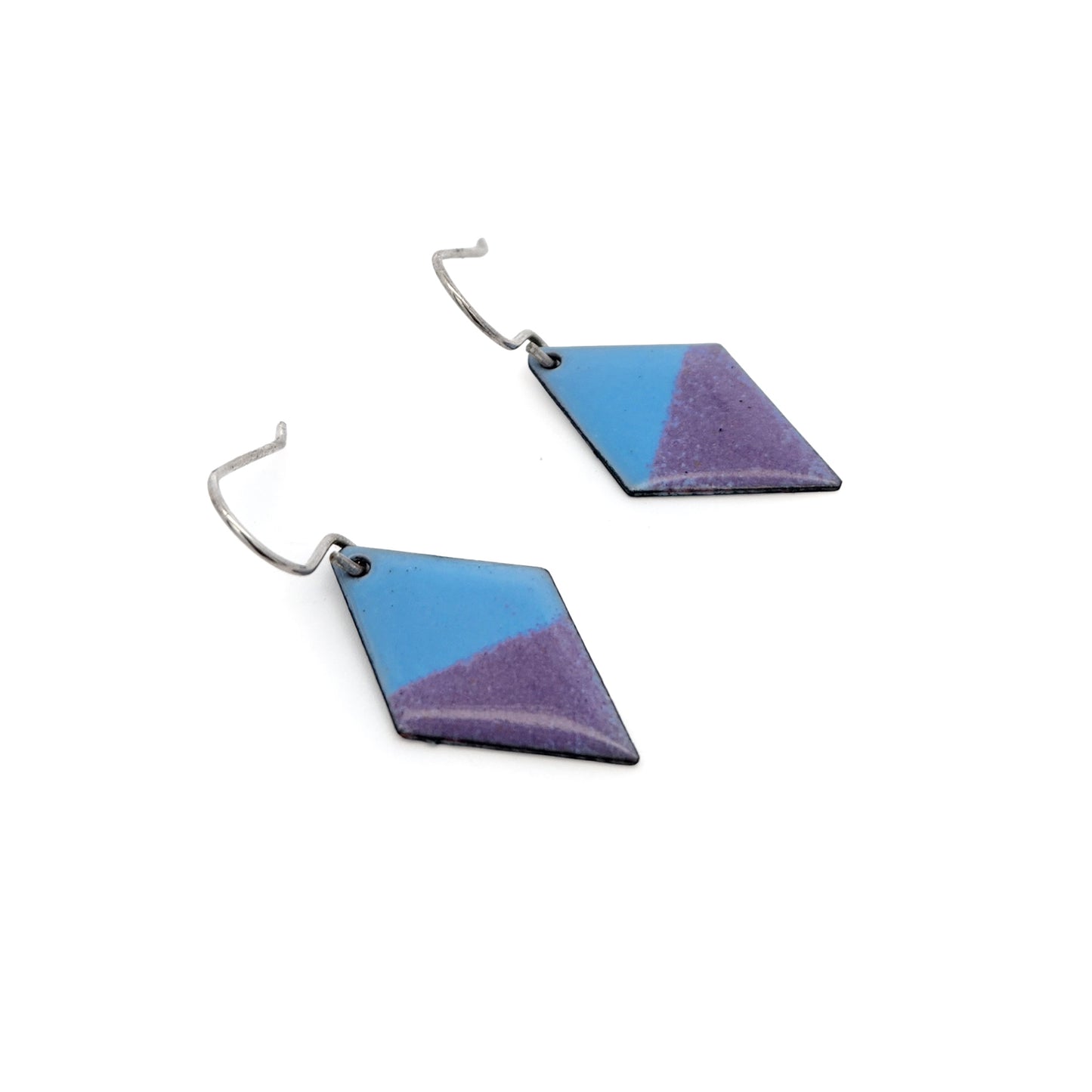 Purple & Blue Diamond-Shape Enamel Earrings