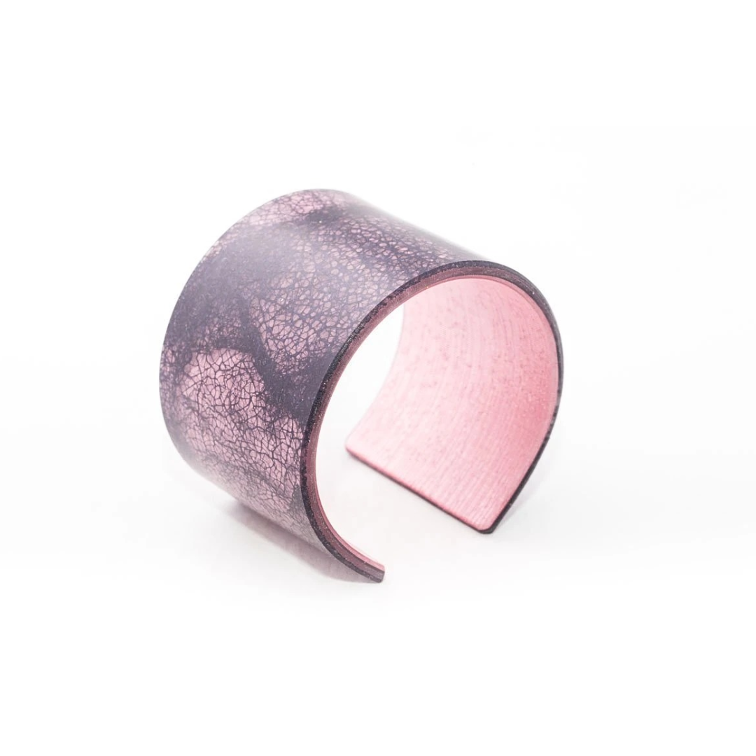Wild Silk Rose Wide Eco-Resin Cuff Bangle