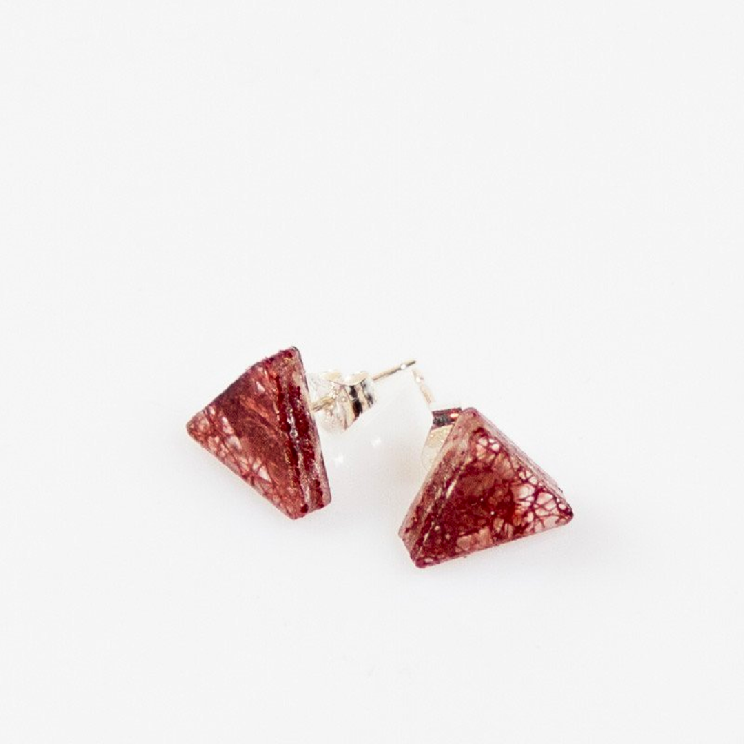 Wild Silk Mulberry Triangle Eco-Resin Studs