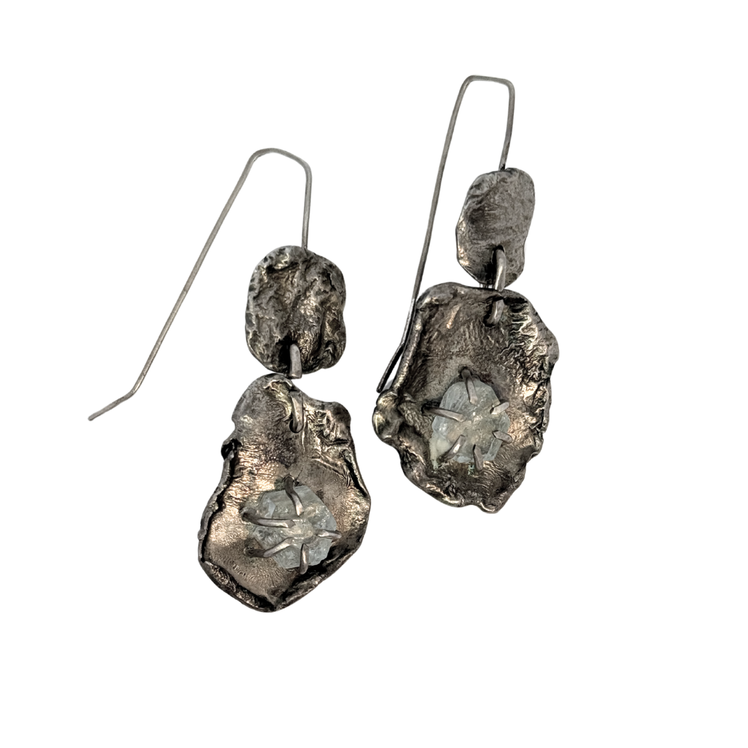 Aqua Torched Earrings