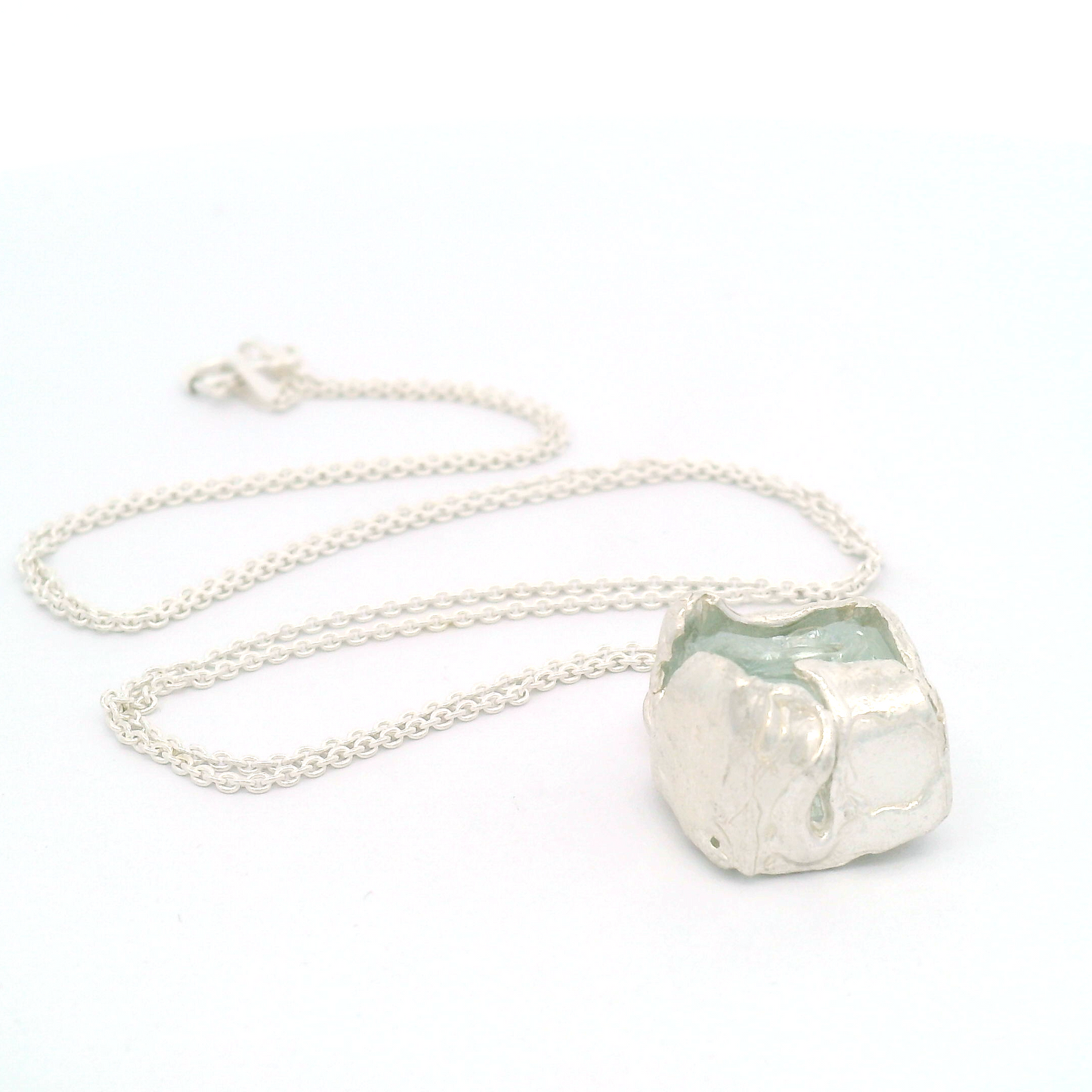 Silver Bus Stop Glass Pendant 18"