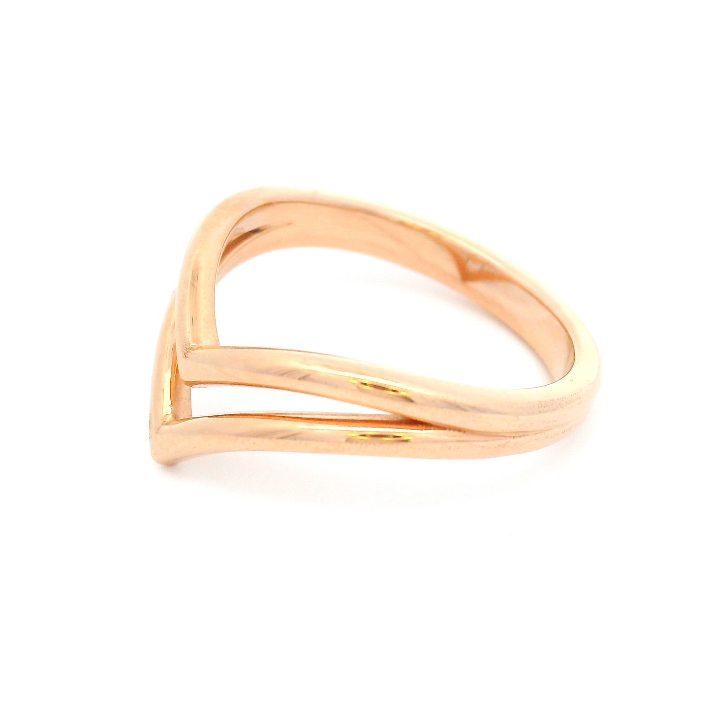 14k Rose Gold Double Chevron Wedding Band