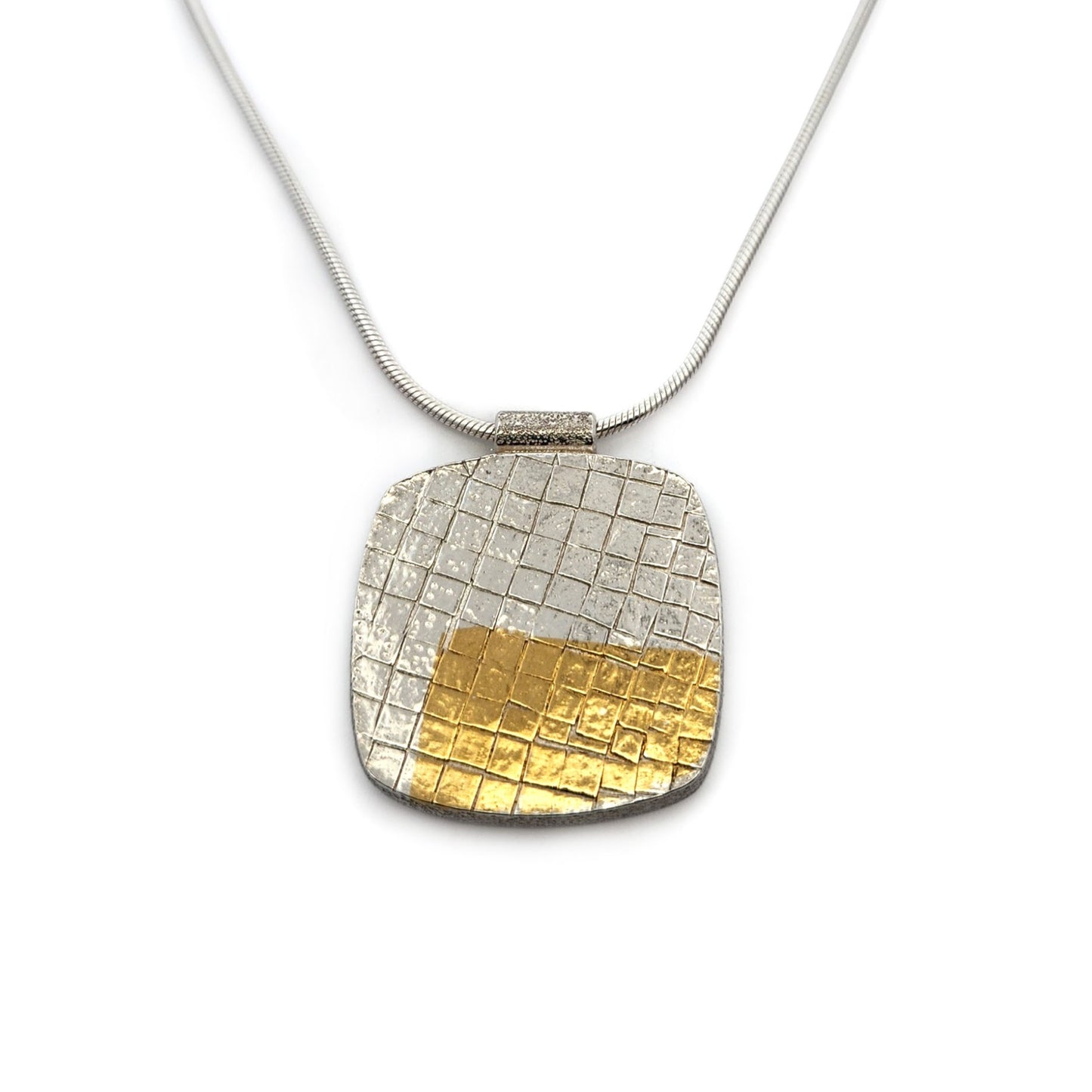 Bojagi Large Silver Square Pendant
