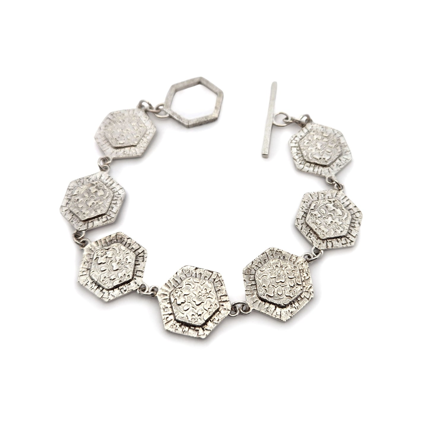 Bojagi Silver Hexagon Bracelet
