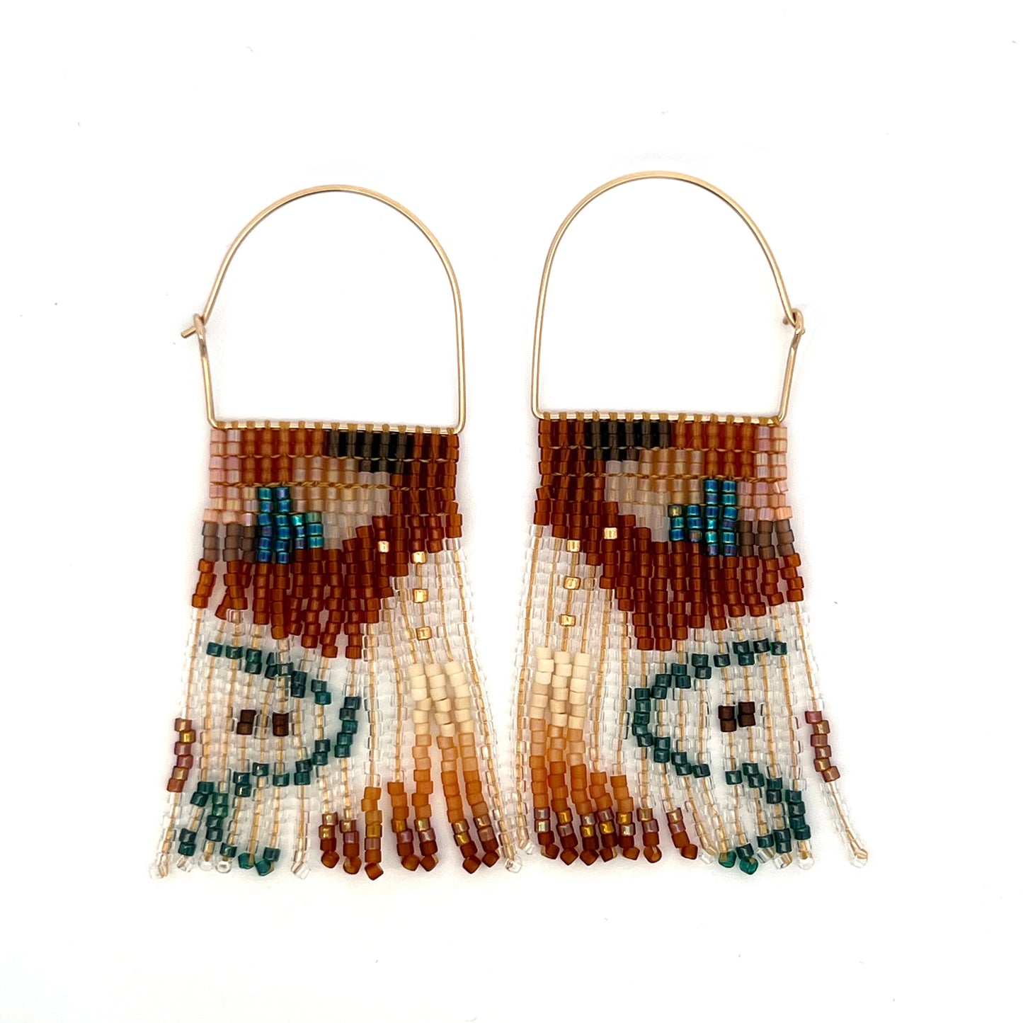 Blue and Rust Multi-Bead Earrings