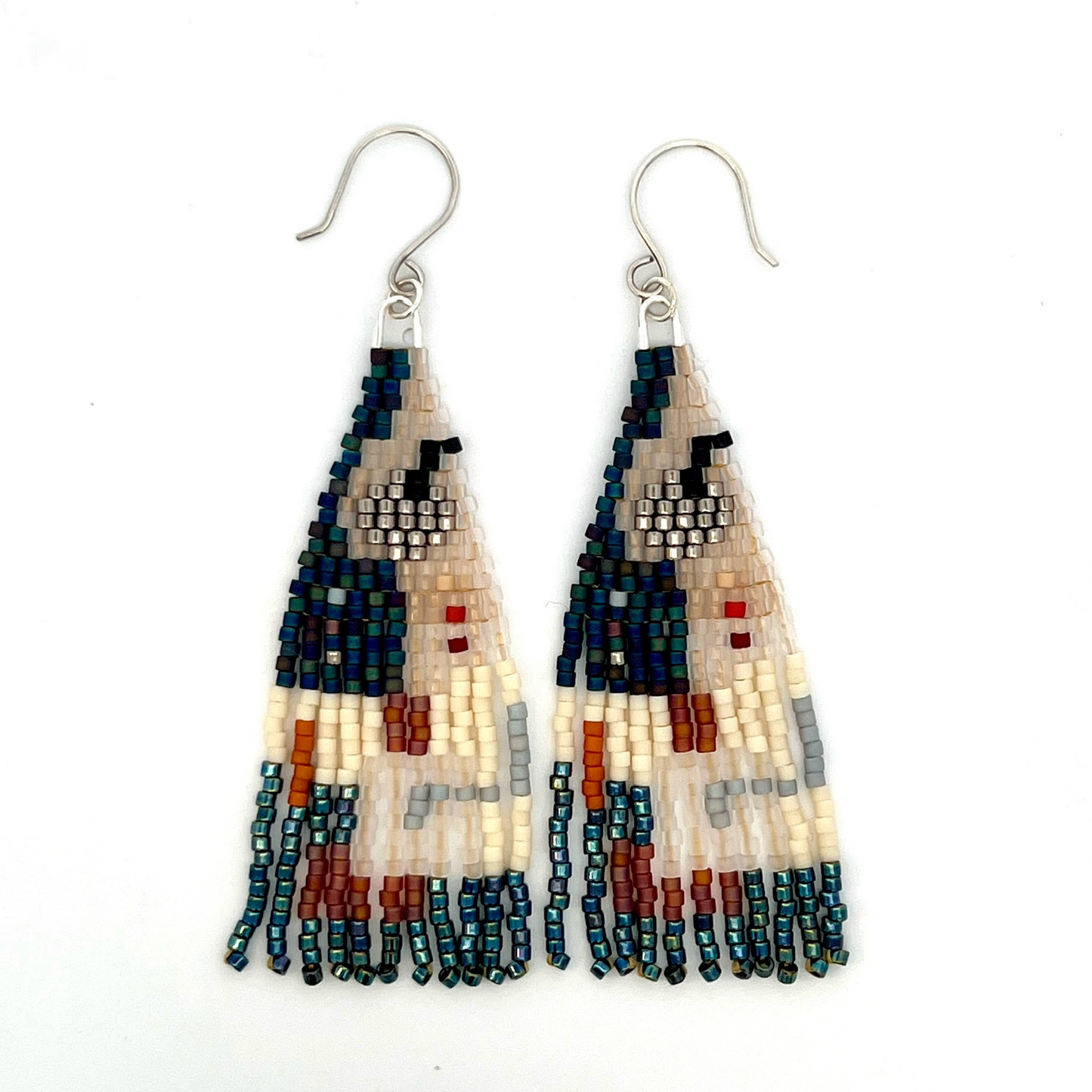Blue and Cream Multi-Bead Earrings