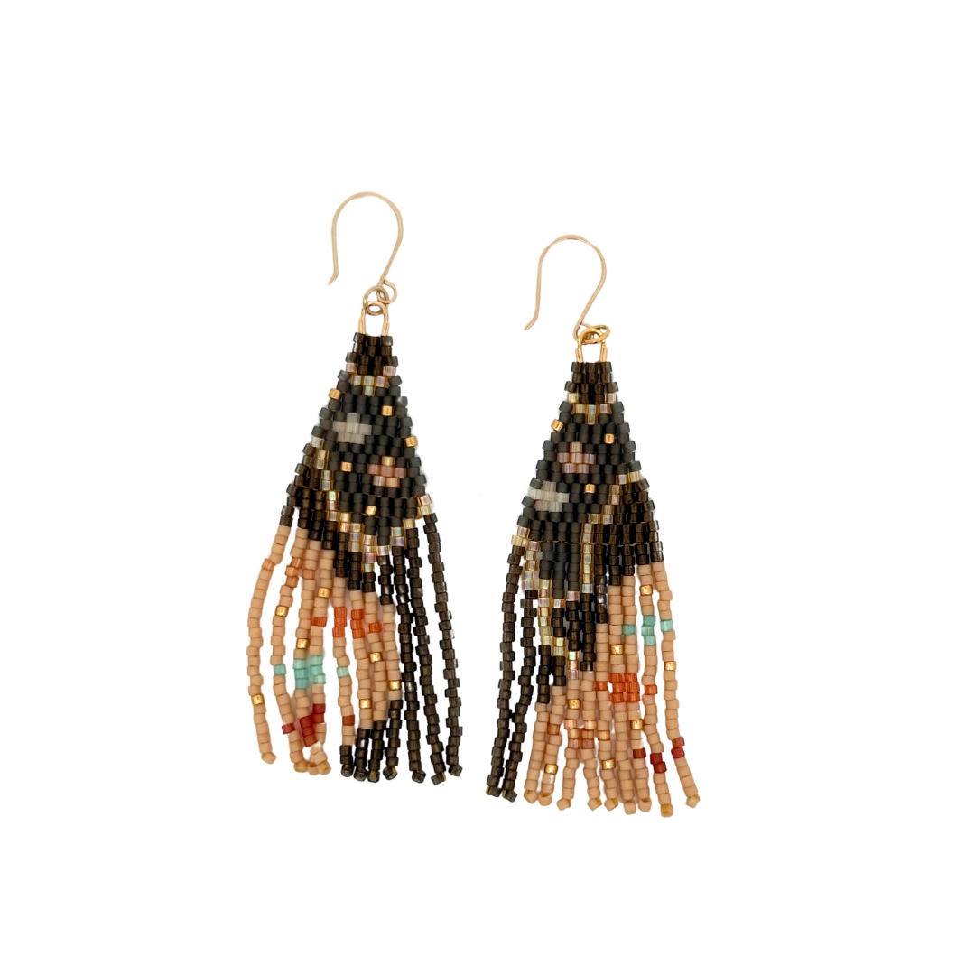 Black & Cream Multi-Bead Earrings