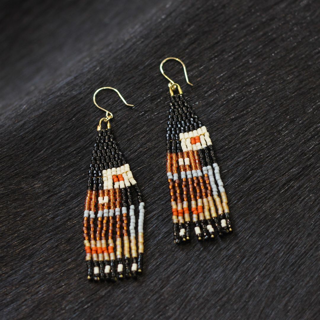 Black and Brown Multi-Bead Earrings