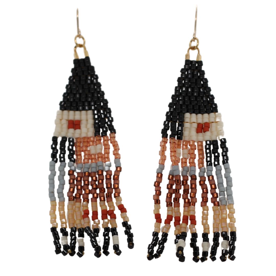 Black and Brown Multi-Bead Earrings