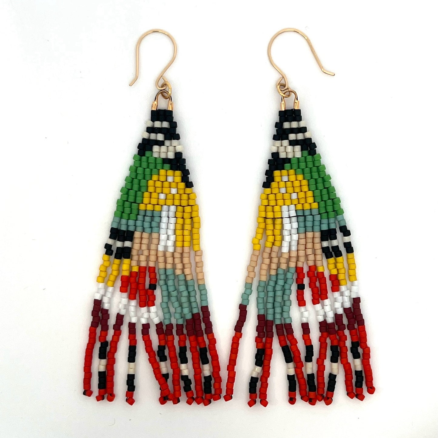 Yellow and Red Multi-Bead Earrings
