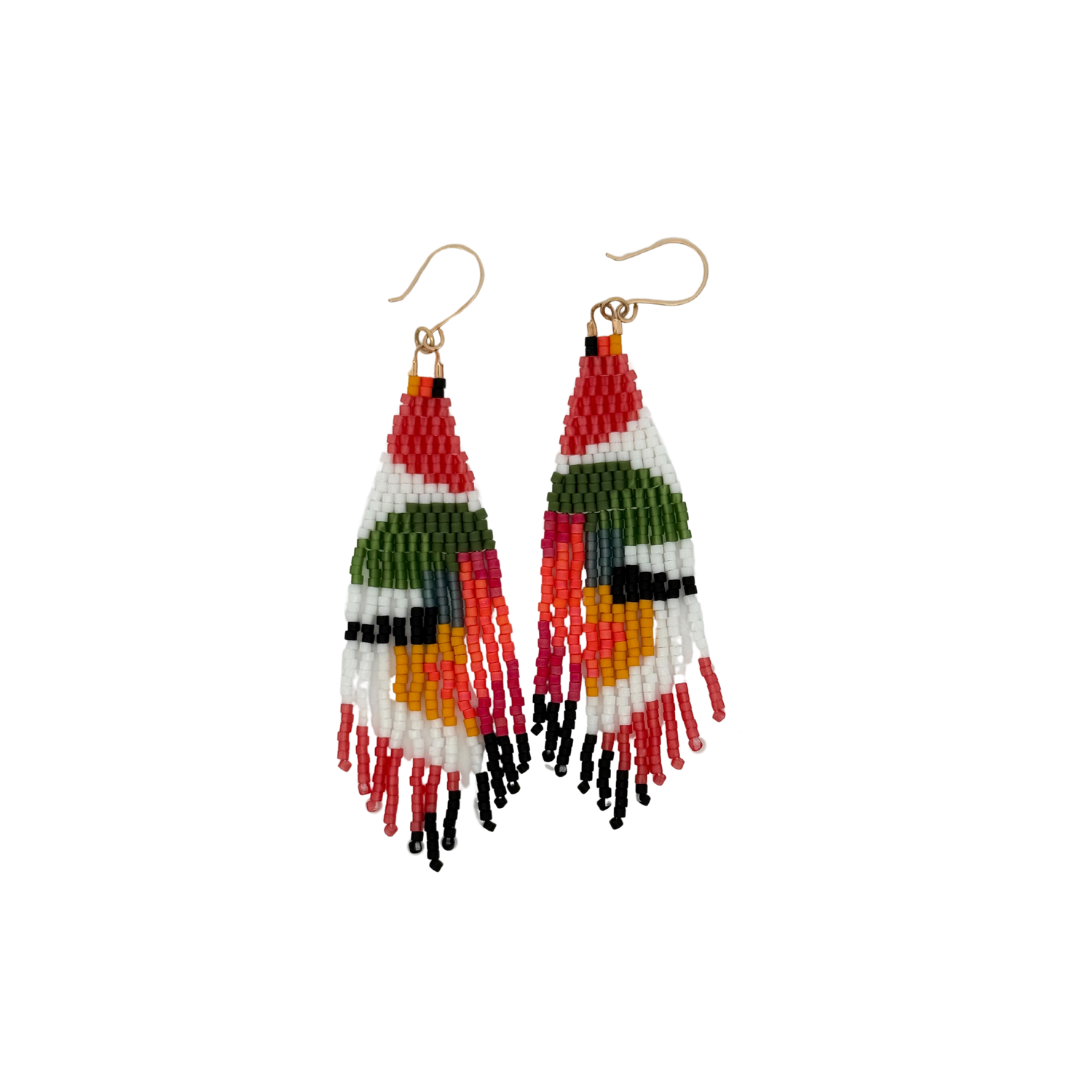 Orange & Green Multi-Bead Earrings