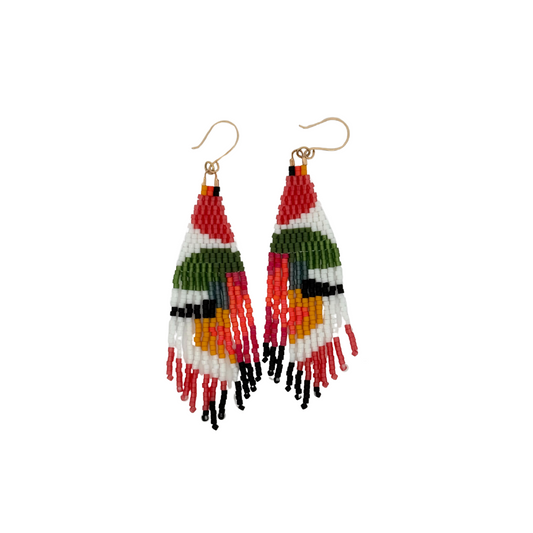 Orange & Green Multi-Bead Earrings