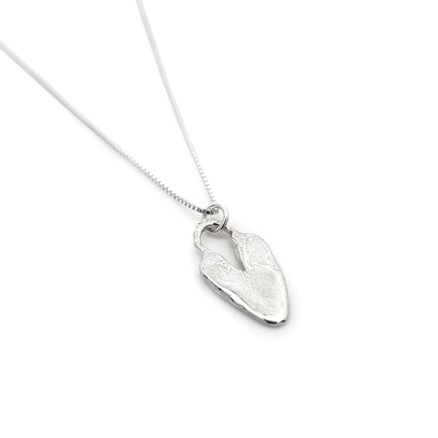 Textured Silver Heart Pendant Necklace