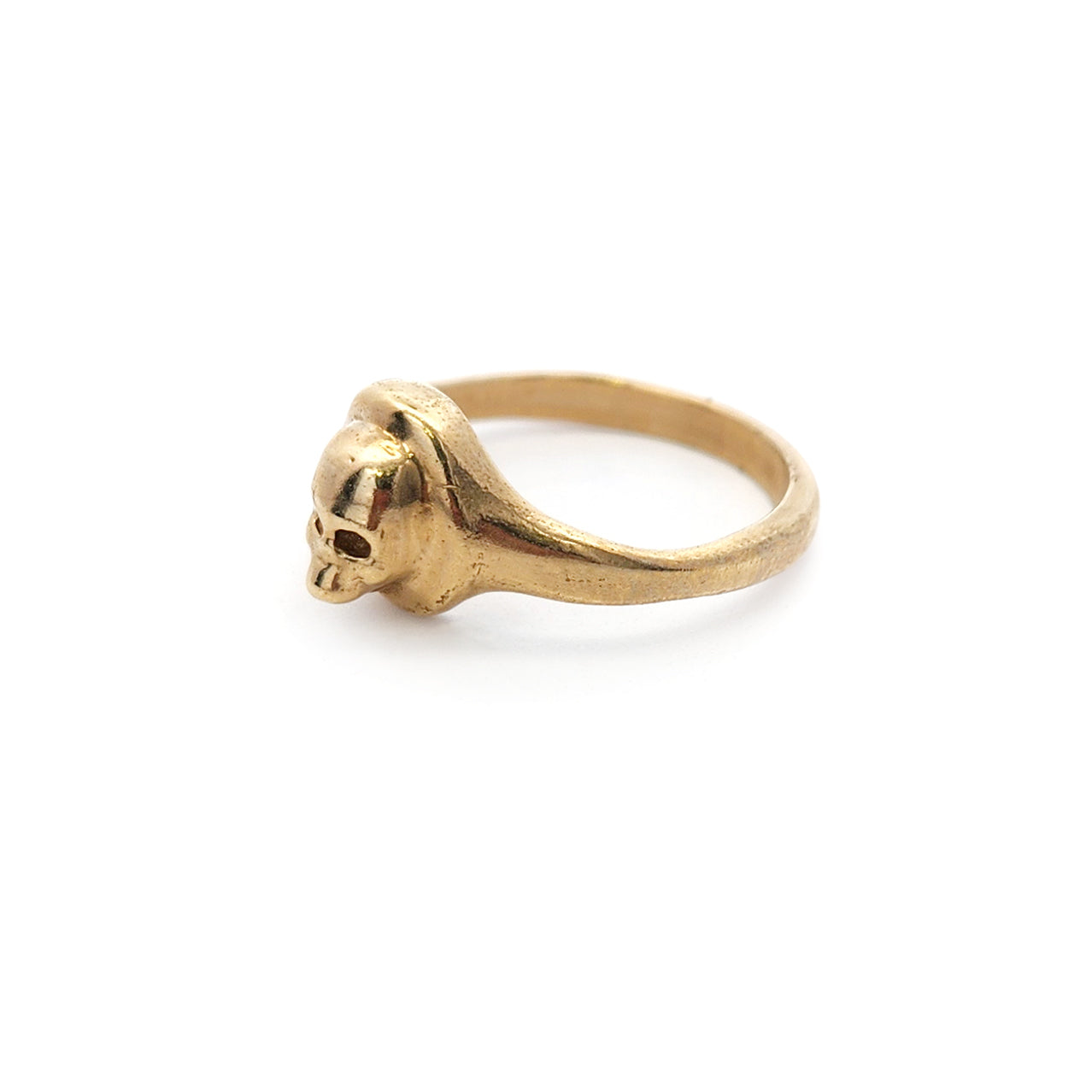 Carved Brass Skull Signet Ring