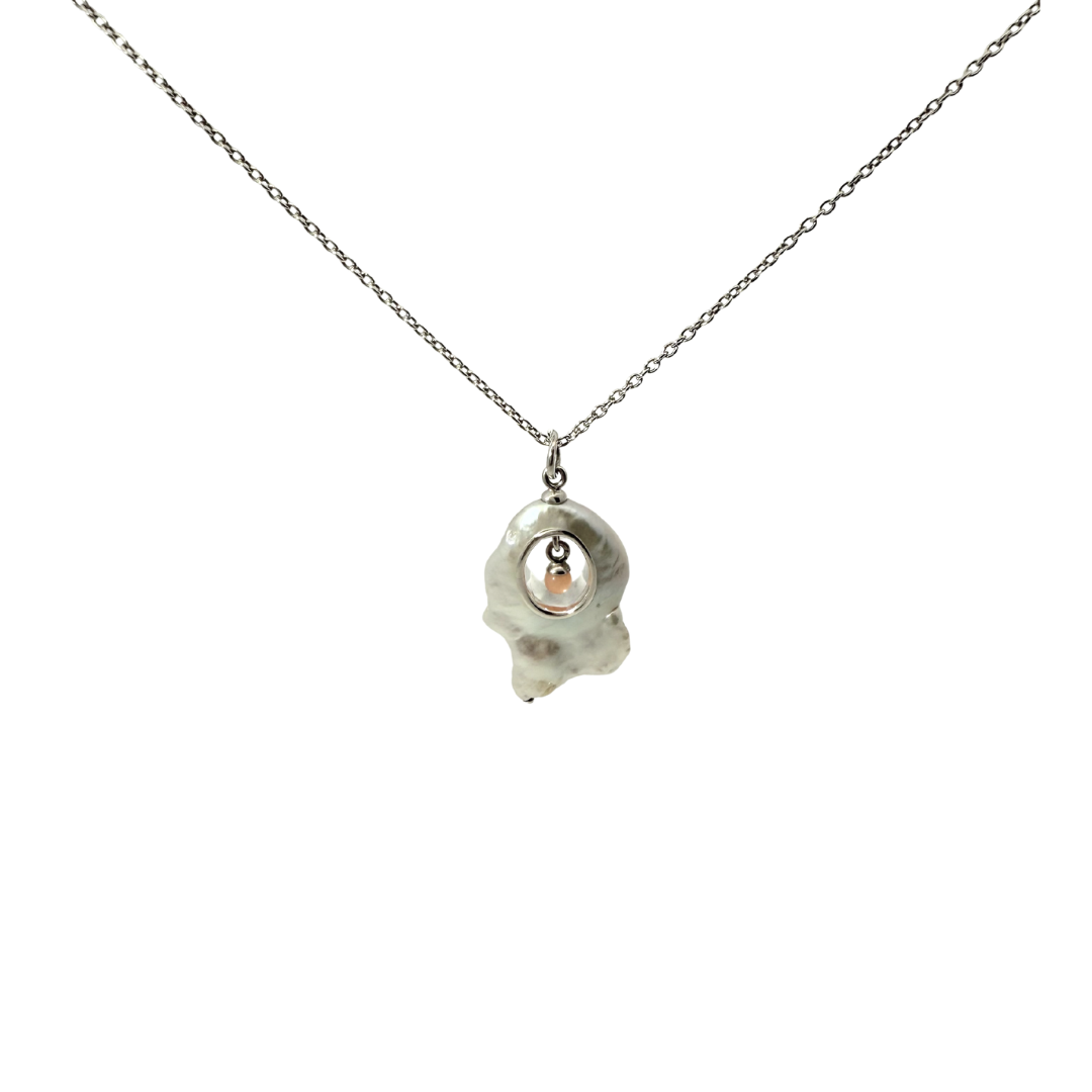 Freshwater Pearl & Coral Pendant