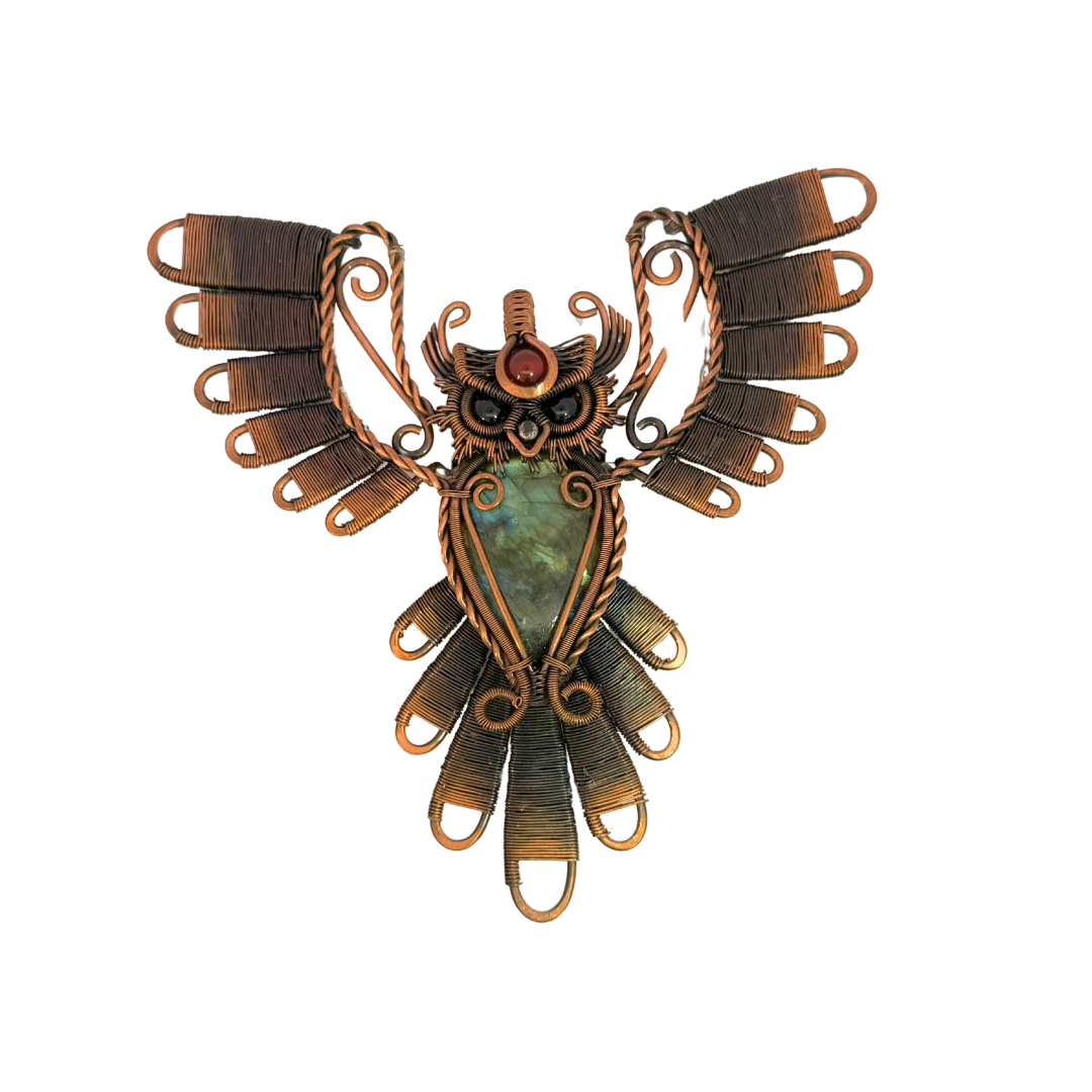 Wire Wrap Labradorite Owl Pendant
