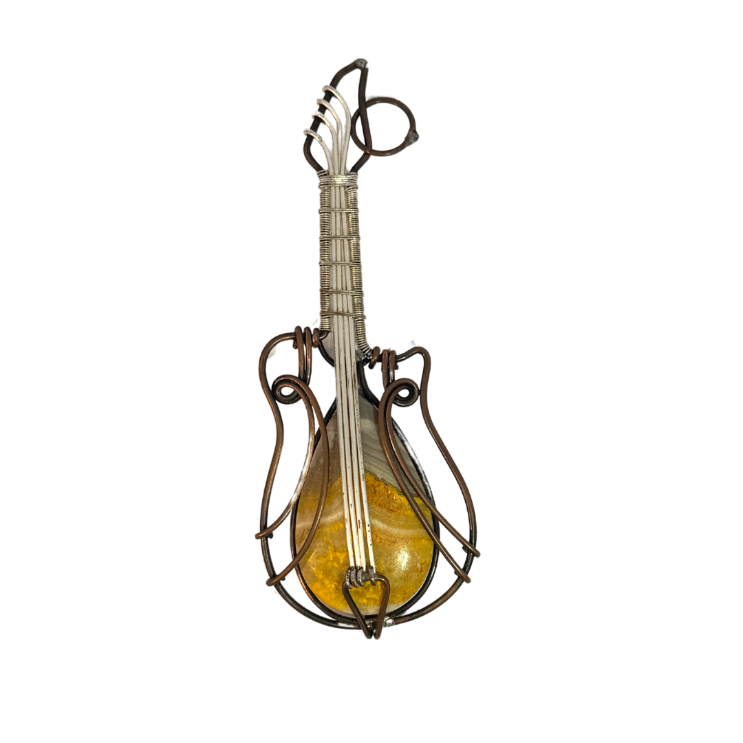 Wire Wrap Agate Guitar Pendant