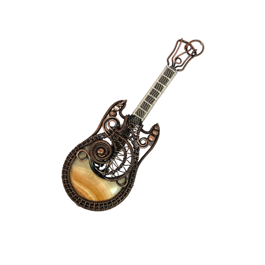 Wire Wrap Agate Guitar Pendant