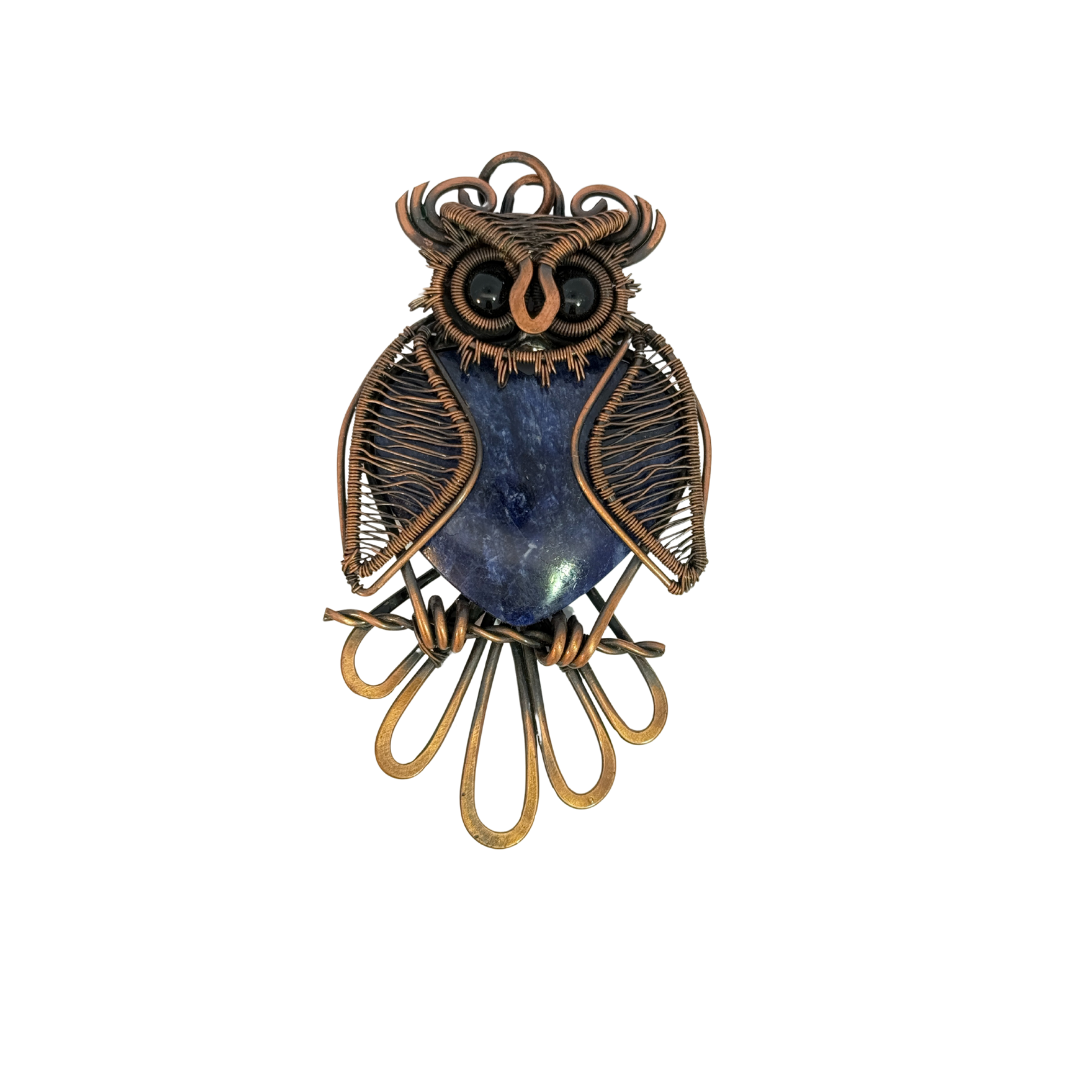 Wire Wrap Sodalite Owl Pendant