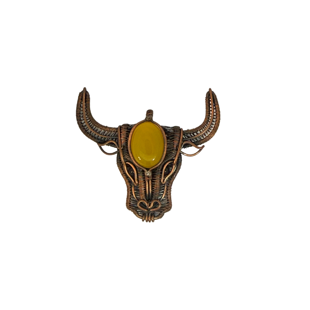 Wire Wrap Agate Bull Pendant