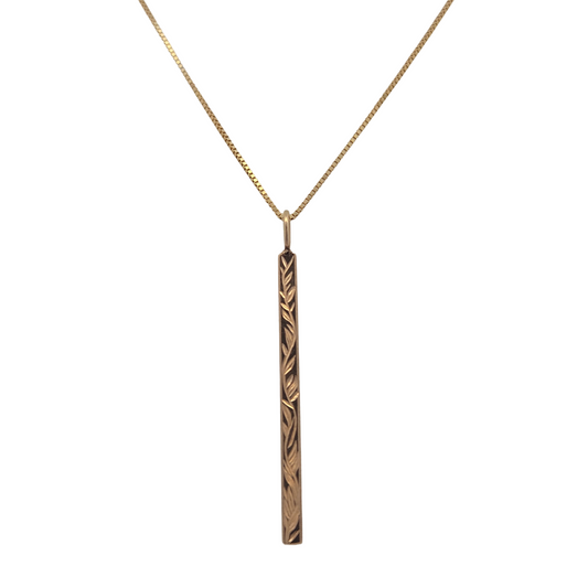 Hand Engraved Vine Bar Necklace