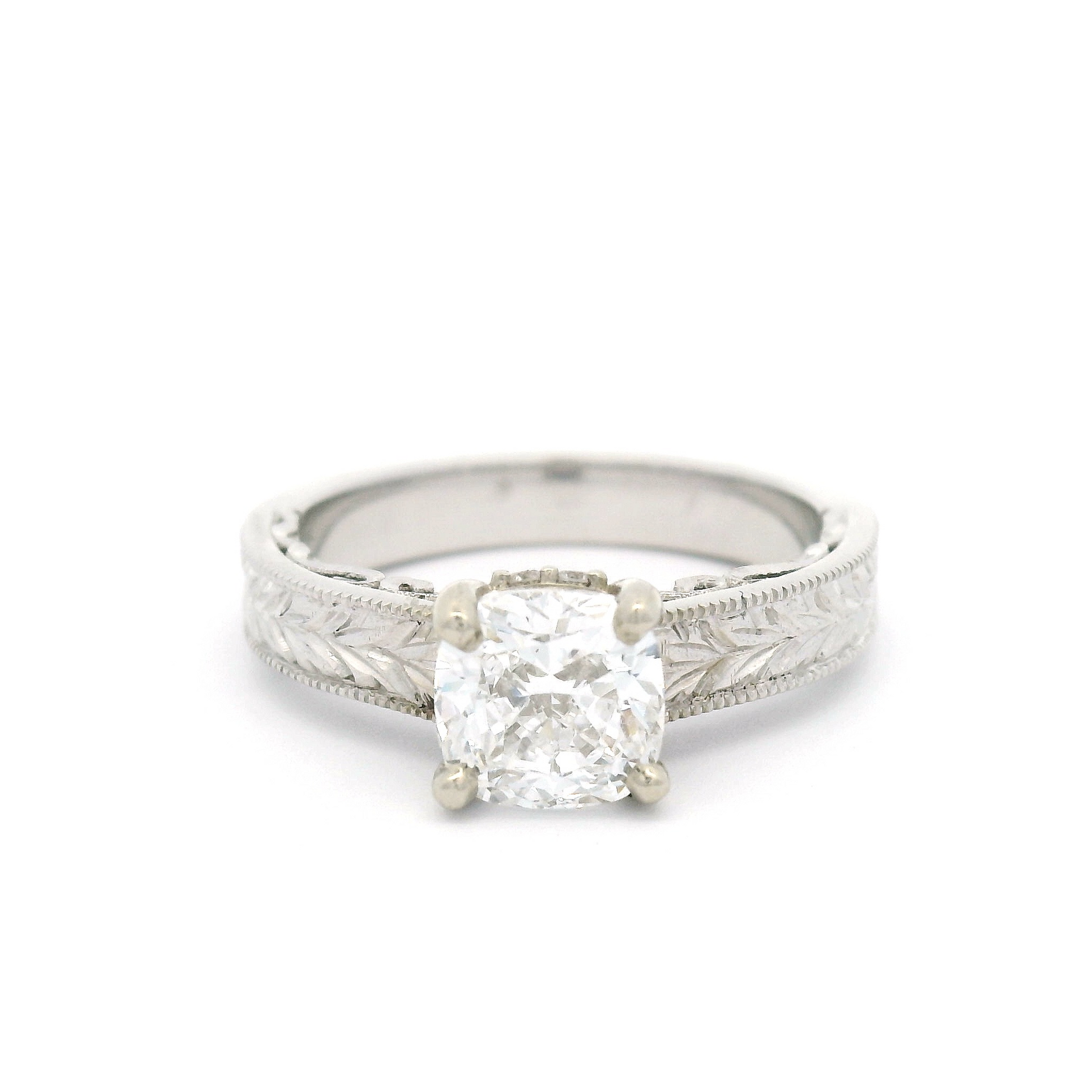 14k White Vintage-Style Solitaire with 1.25ct Lab-Grown Diamond & Hidden Accent Diamonds