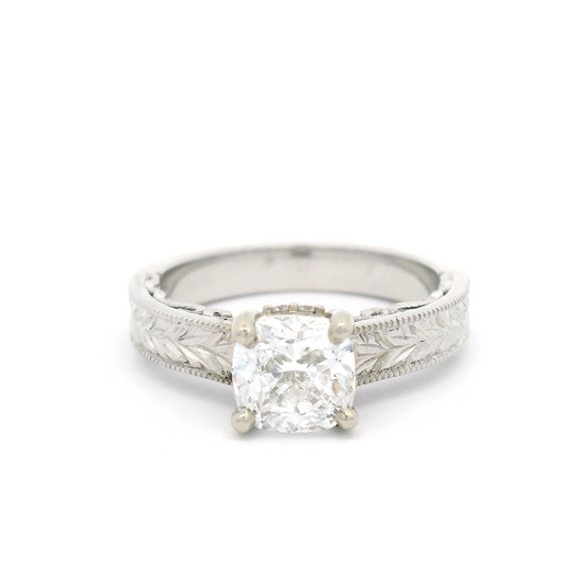 14k White Vintage-Style Solitaire with 1.25ct Lab-Grown Diamond & Hidden Accent Diamonds
