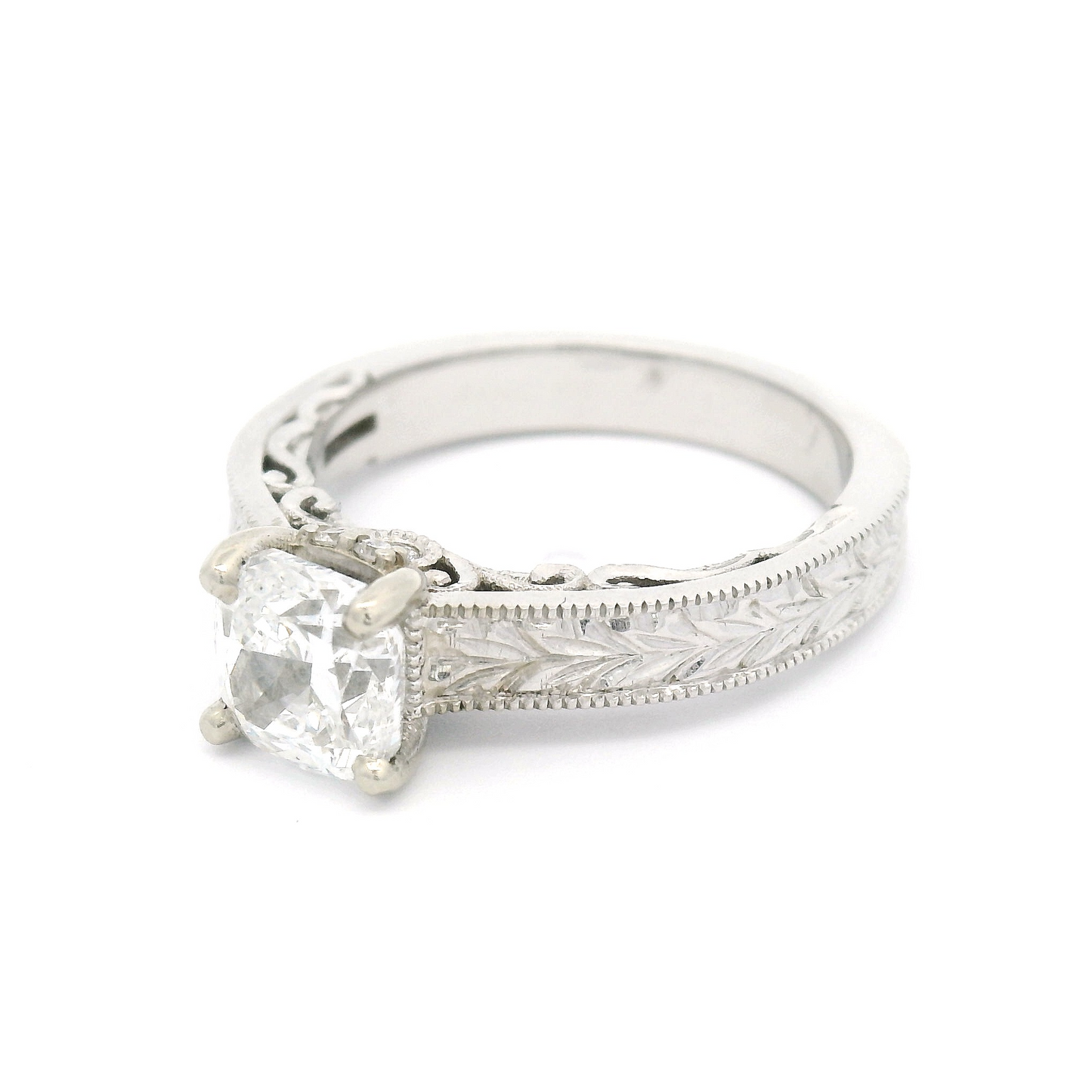 14k White Vintage-Style Solitaire with 1.25ct Lab-Grown Diamond & Hidden Accent Diamonds