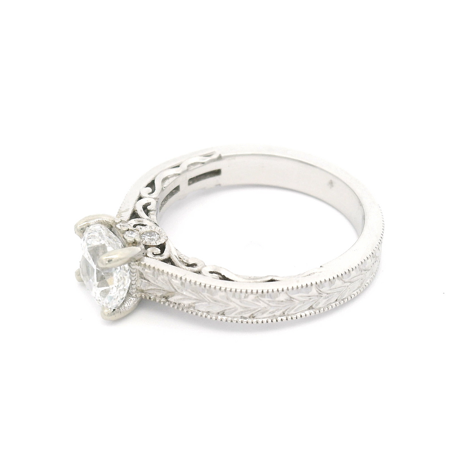 14k White Vintage-Style Solitaire with 1.25ct Lab-Grown Diamond & Hidden Accent Diamonds