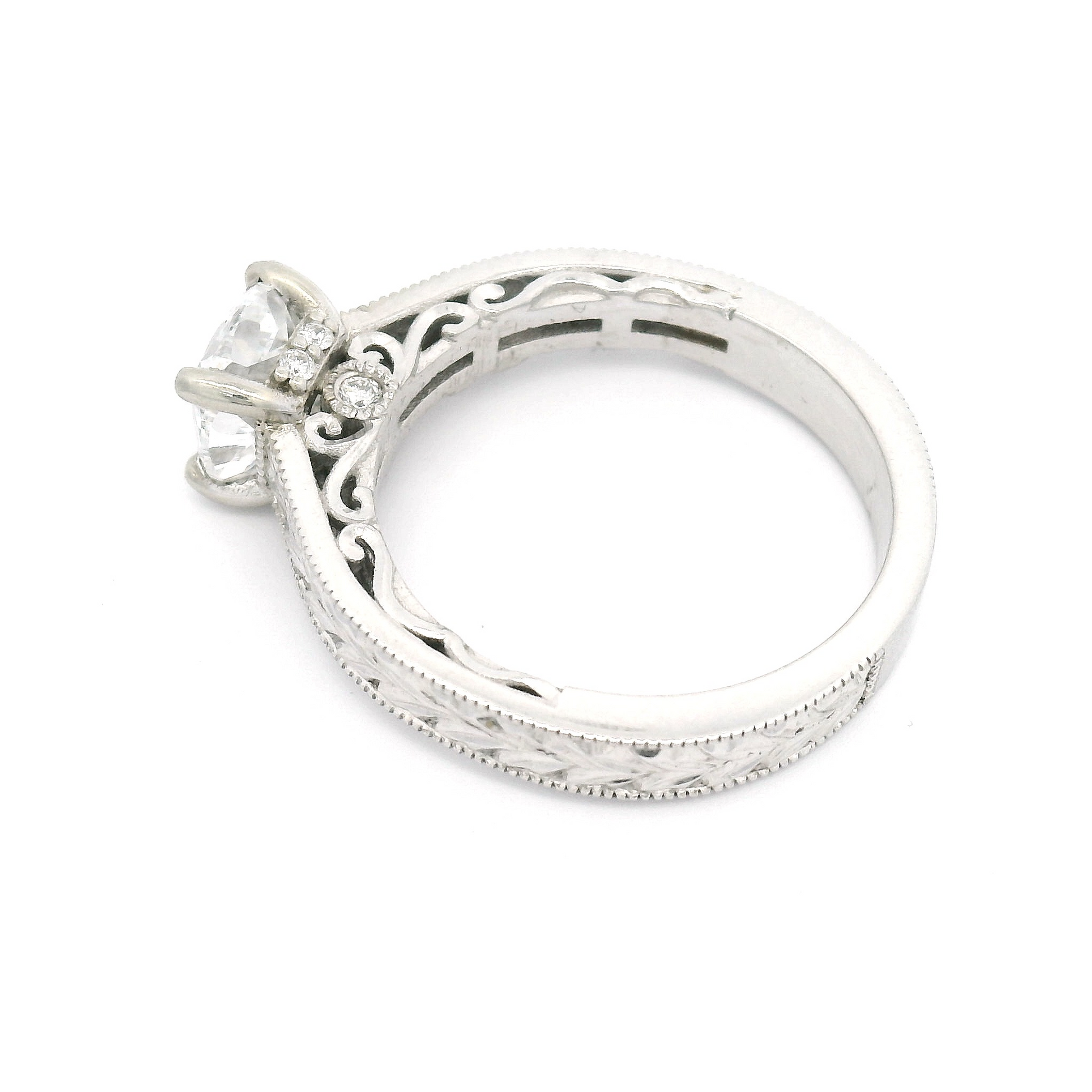 14k White Vintage-Style Solitaire with 1.25ct Lab-Grown Diamond & Hidden Accent Diamonds