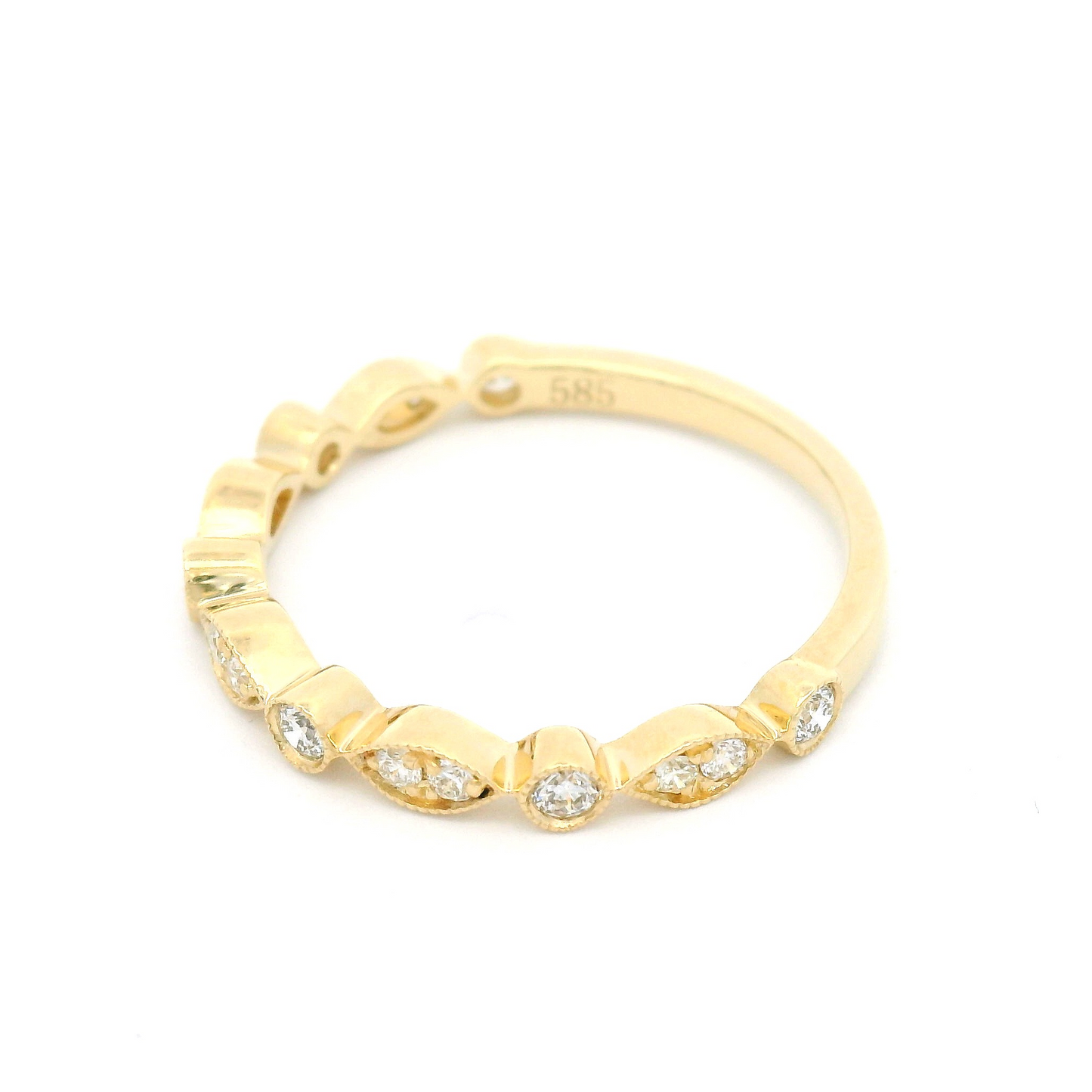 14k Yellow Vintage Style Half-Eternity Band with 0.25cts Natural Diamonds