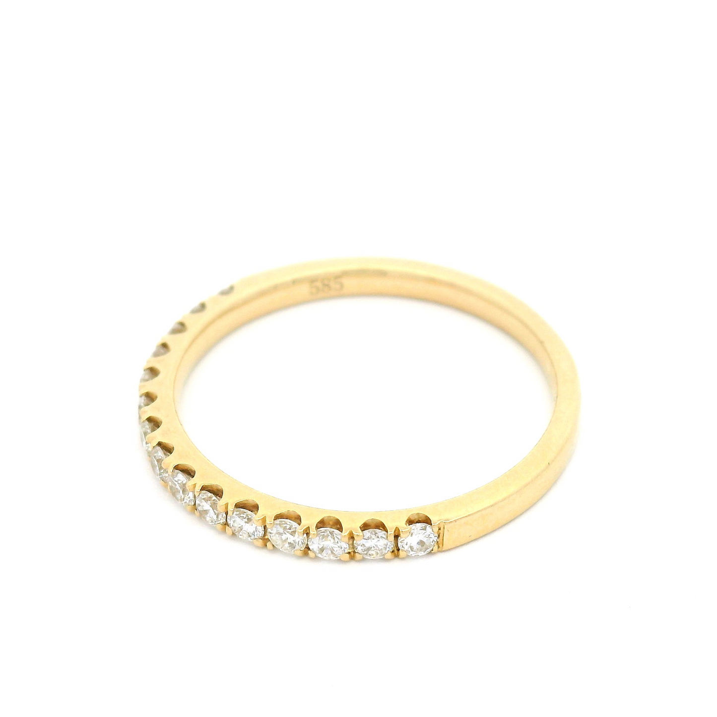 14k Yellow Bead-Set Half-Eternity Band with 0.32cts Natural Diamonds