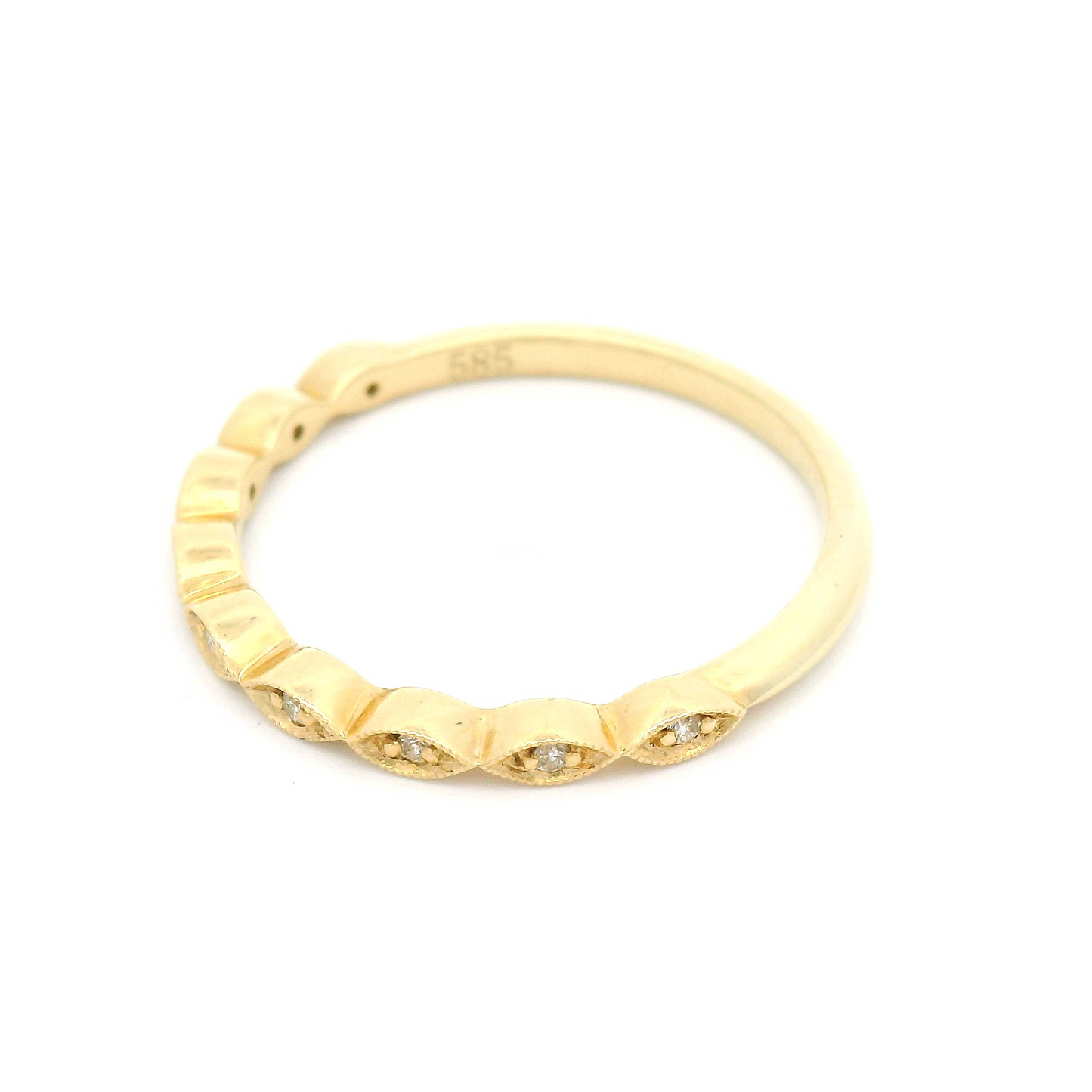 14k Yellow Vintage Style Half-Eternity Band with 0.05cts Natural Diamonds