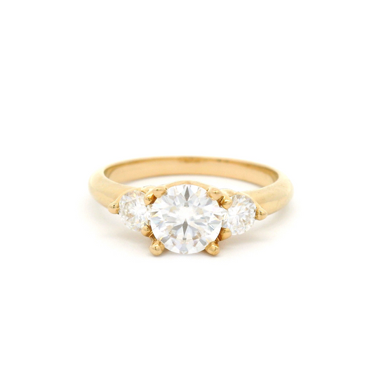 14k Yellow Three Stone Moissanite Ring