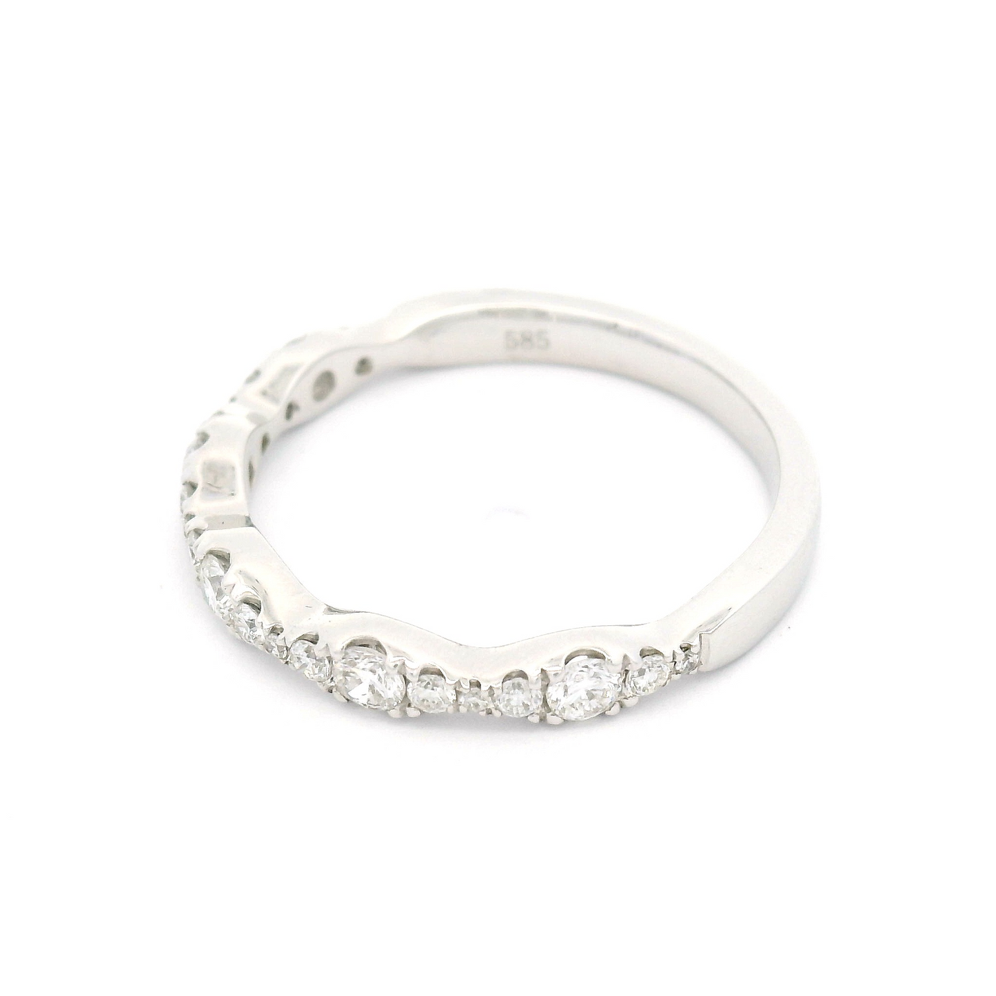 14k White Half-Eternity Wave Band with 0.40cts Natural Diamonds