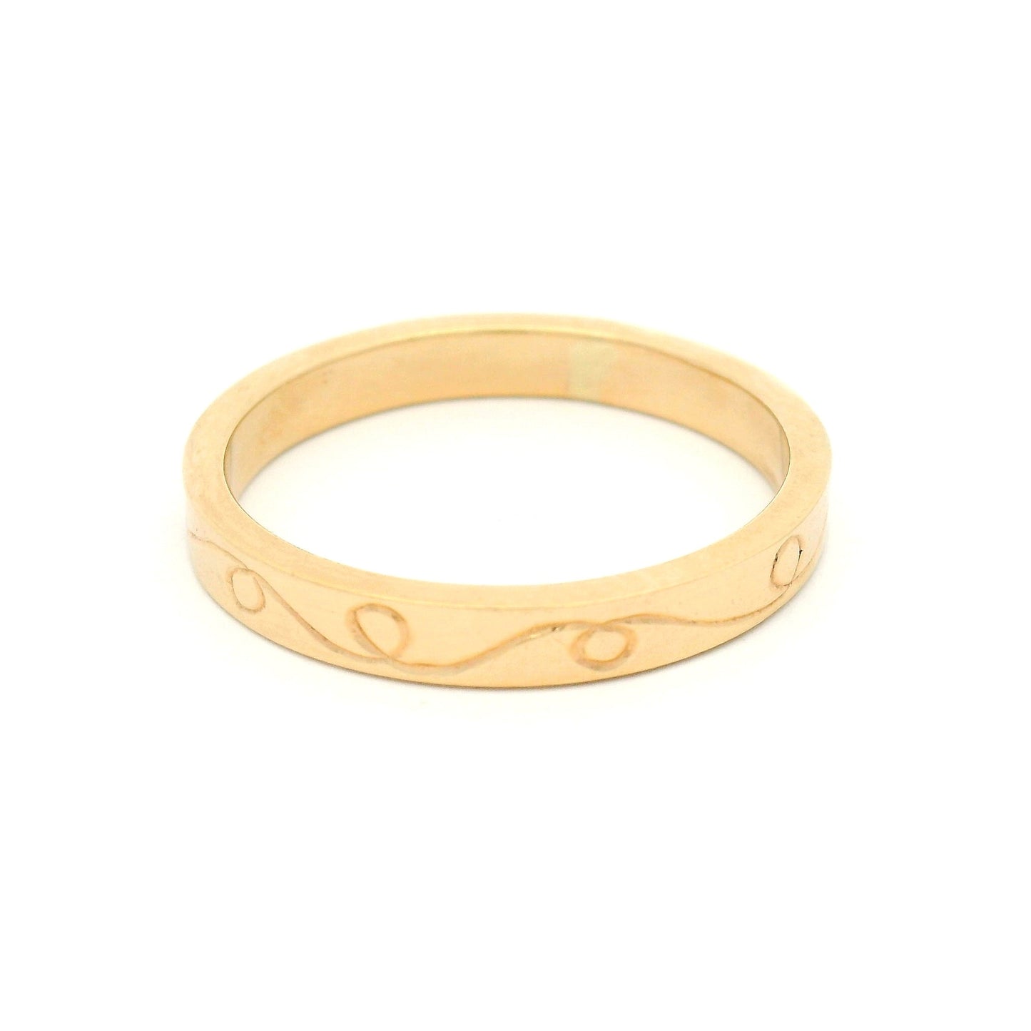 14k Yellow 3mm Wide Hand-Engraved Ribbon Band
