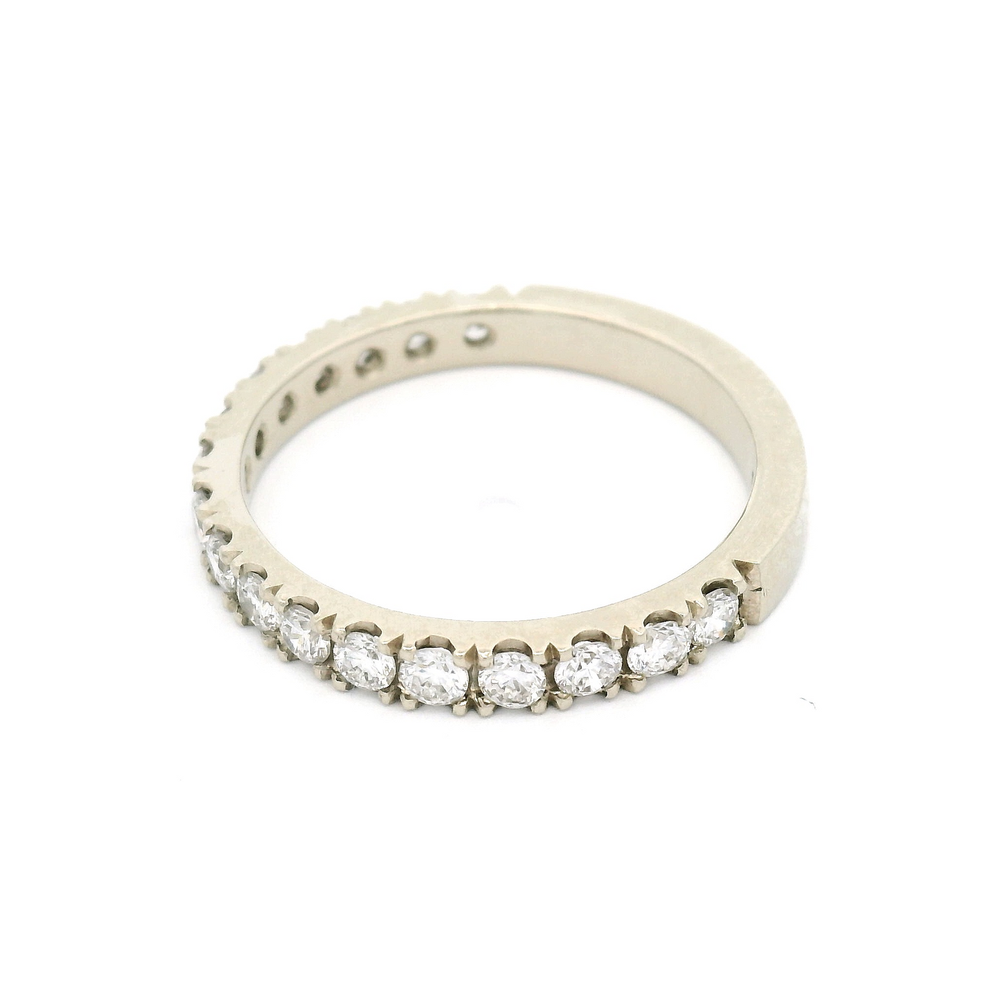 14k White Bead-Set Three-Quarter Eternity Band with 0.61cts Natural Diamonds
