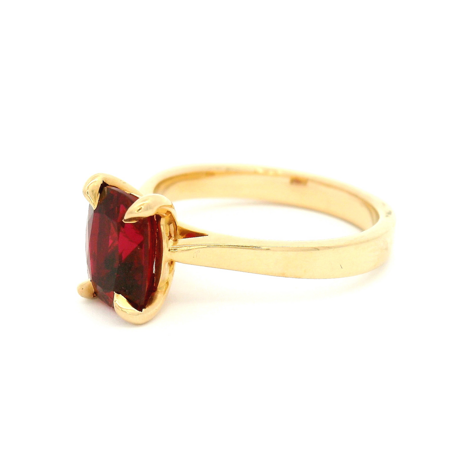 14k Yellow Solitaire set with 2.05ct Lab-Grown Cushion Cut Ruby
