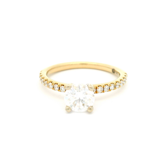 14k Yellow and White Moissanite and Accent Diamond Engagement Ring