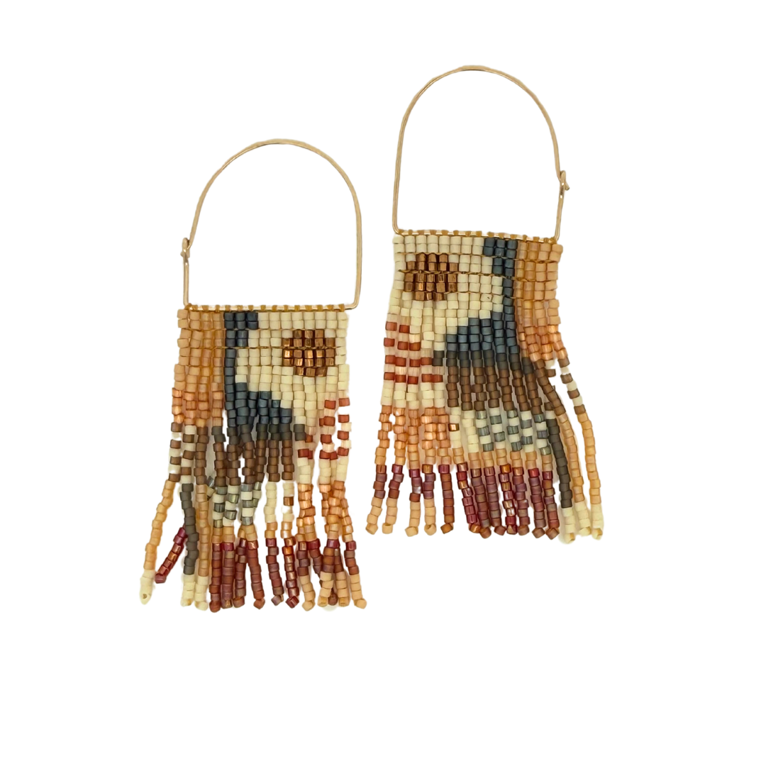 Yellow & Blue Abstract Multi-Bead Earrings