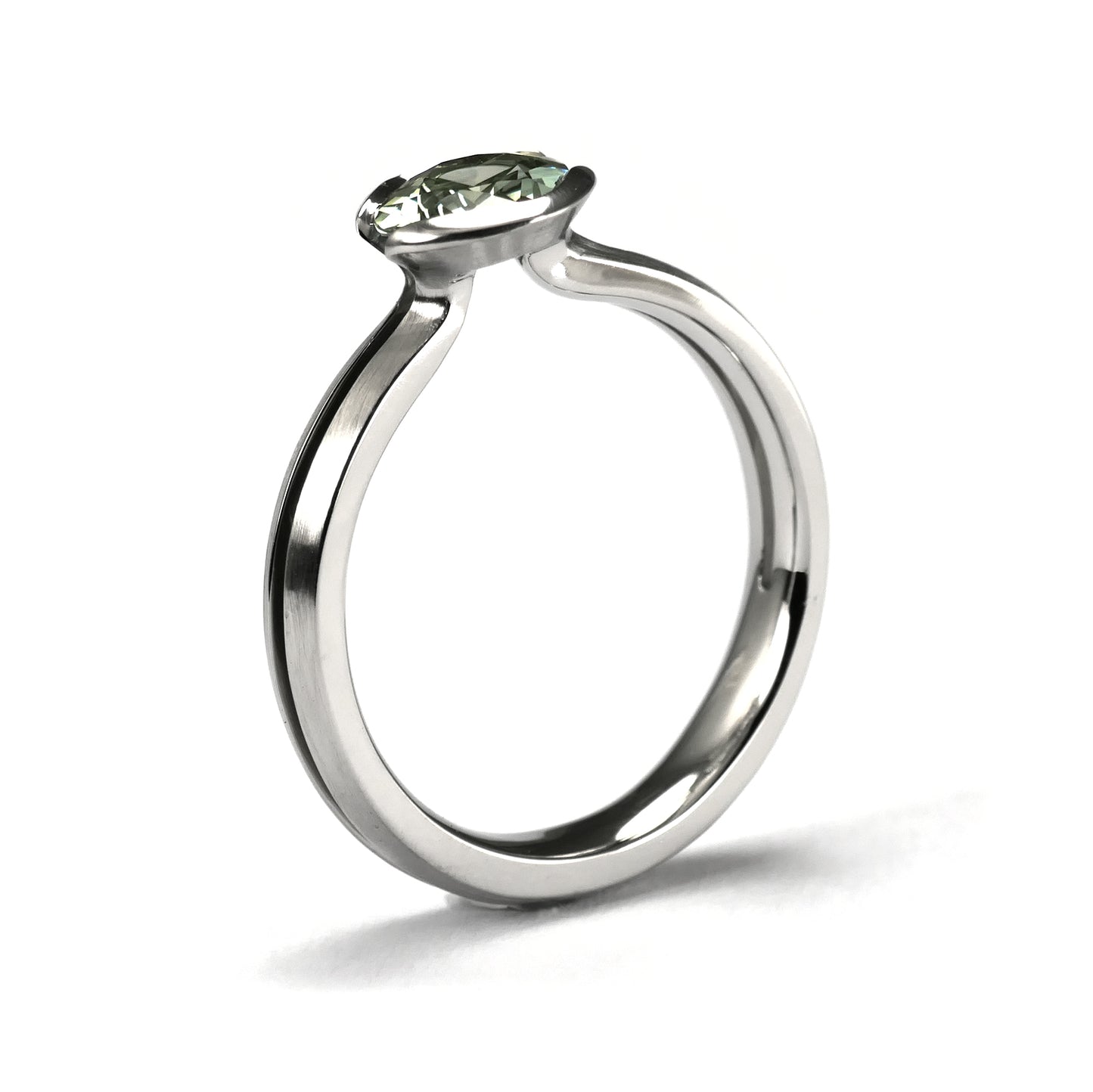 Green Dream Ring - 14k White Solitaire with 1.25ct Green Montana Sapphire