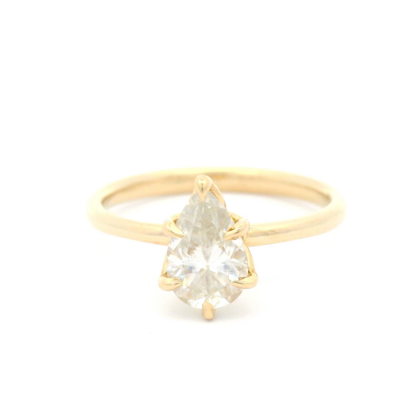 14k Yellow Solitaire with 0.75ct Pear-Cut Moissanite